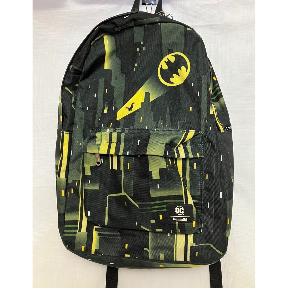 Loungefly Batman Backpack Unisex Large Black Green Excellent Gotham City DC